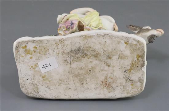 A Meissen group of the Tailors wife, c.1750, height 17.5cm, some losses